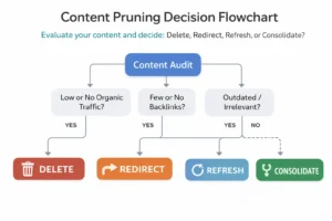 A flowchart or decision tree illustrating the pruning decision-making process